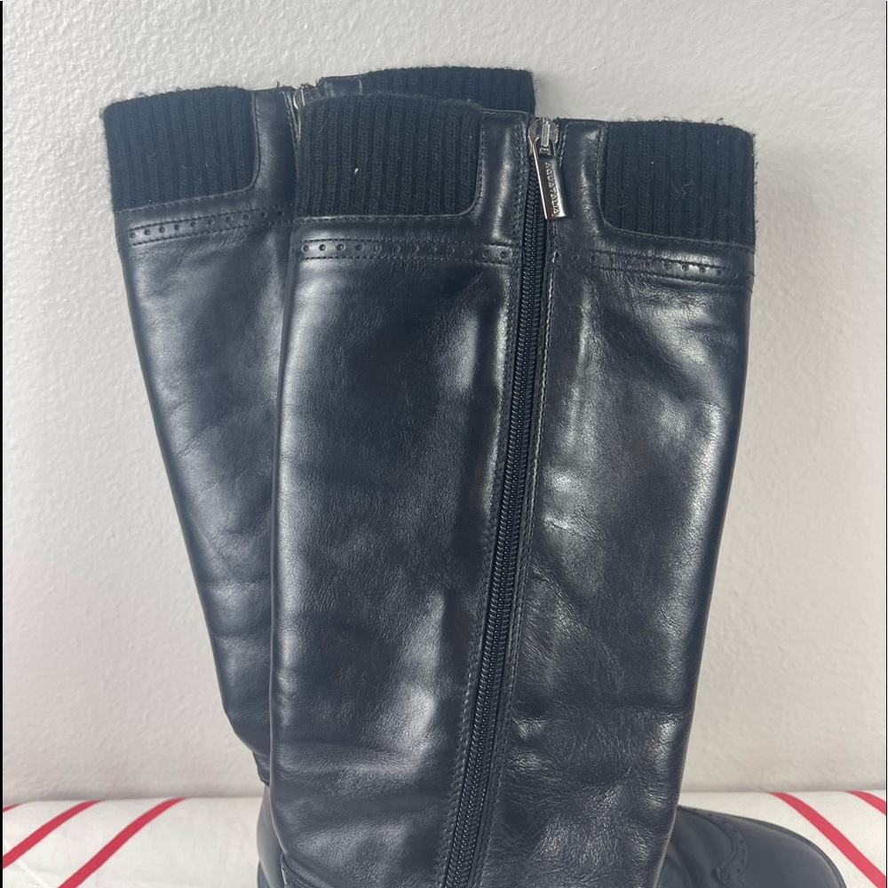 Aquatalia Black Leather Cloth Calf Boots - Picture 5 of 10